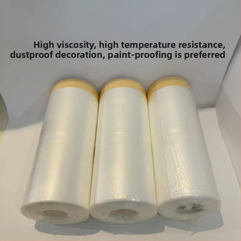 Jednorazový maskovací film proti prachu pre stavebné práce a lakovanie áut, PE film, gumové lepidlo, substrát mikropapier + film