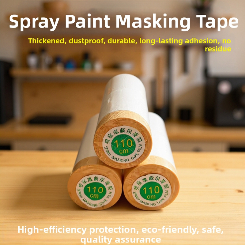 Jednorazový maskovací film proti prachu pre stavebné práce a lakovanie áut, PE film, gumové lepidlo, substrát mikropapier + film