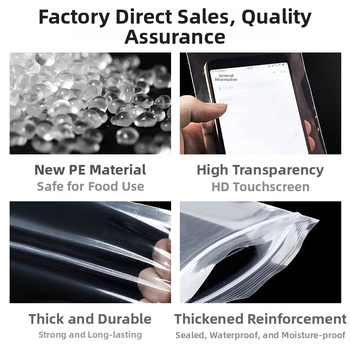 Savarankiškai uždaroma PE pakuotė mobiliųjų telefonų priedams, skaidri, atspari vandeniui, jutikliniam ekranui suderinta, sustiprintas užsegimas, uždarymo ilgis 4-50 cm