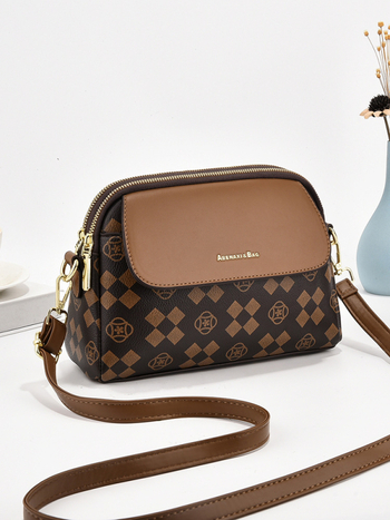 PU crossbody taška, mestský trend, shell bag dizajn, zapínanie na zips, horizontálny štvorcový tvar