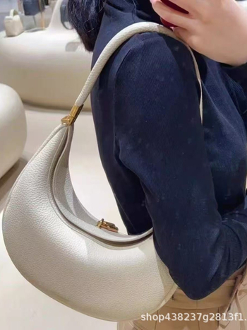 Taška na rameno v tvare polmesiaca z PU kože, s uzáverom na zámok a zipsovou priehradkou