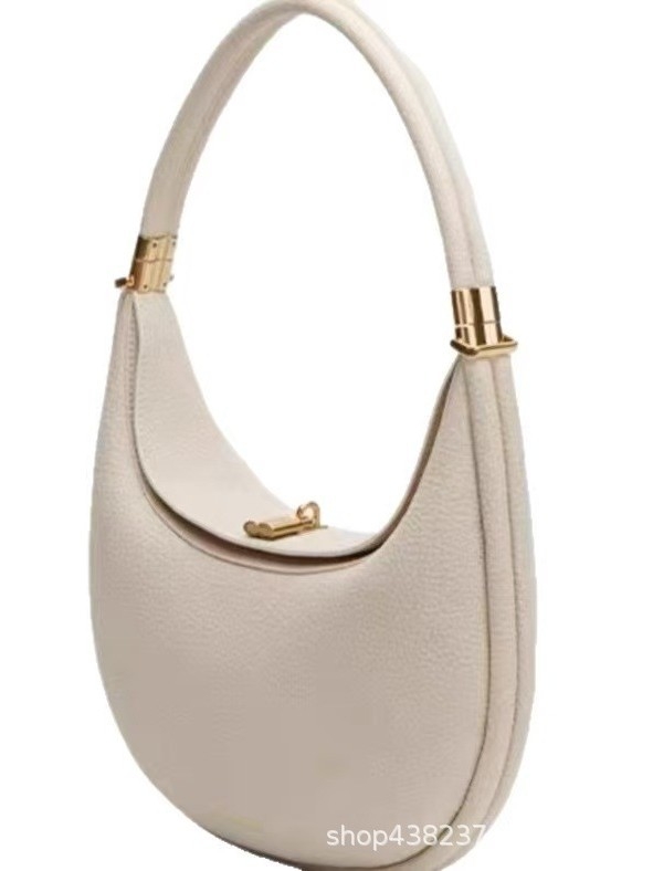 Taška na rameno v tvare polmesiaca z PU kože, s uzáverom na zámok a zipsovou priehradkou