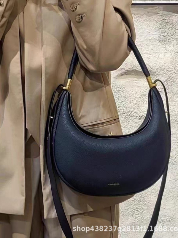 Taška na rameno v tvare polmesiaca z PU kože, s uzáverom na zámok a zipsovou priehradkou