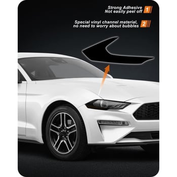 Ford Mustang 2018-2021 vinilová samolepka pre bočnú značku svetlometu, lepiaci film pre svetlá, predrezaný