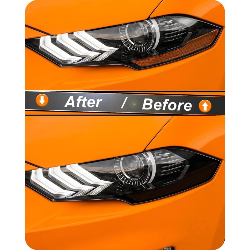 Ford Mustang 2018-2021 vinilová samolepka pre bočnú značku svetlometu, lepiaci film pre svetlá, predrezaný