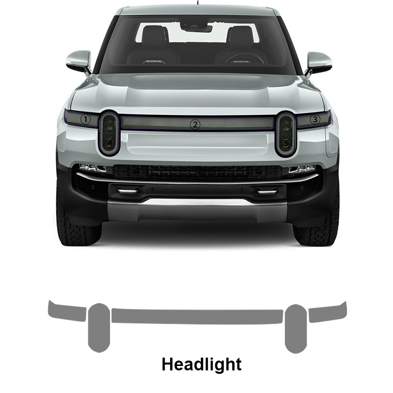 TPU film za svjetla, debljina 7.5 MIL, ljepilo osjetljivo na pritisak, komplet za cijeli automobil, kompatibilan Rivian R1T