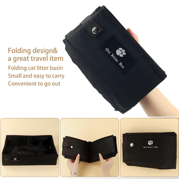 Zložiteľná mačacia toaleta, proti úniku, prenosná, vonkajšia nepremokavá miska na mačky, vhodná pre mačky do 6 kg
