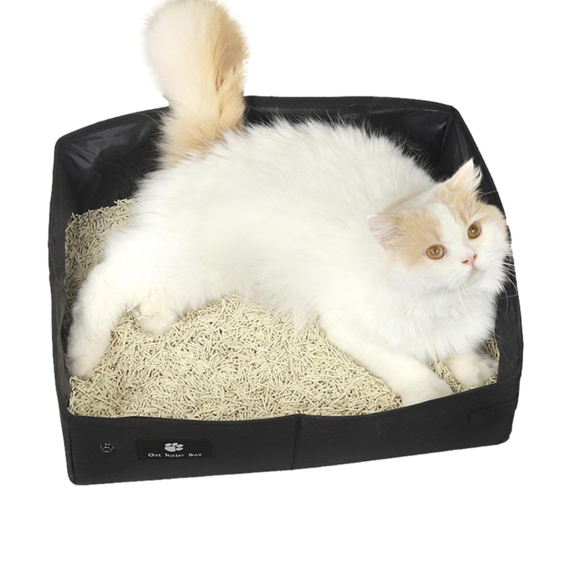 Zložiteľná mačacia toaleta, proti úniku, prenosná, vonkajšia nepremokavá miska na mačky, vhodná pre mačky do 6 kg