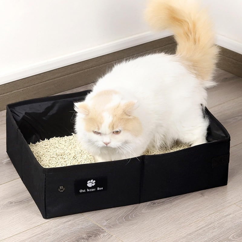 Zložiteľná mačacia toaleta, proti úniku, prenosná, vonkajšia nepremokavá miska na mačky, vhodná pre mačky do 6 kg