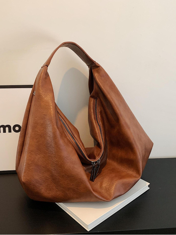 Yavanga Ženska torbica preko ramena — PU koža, dumpling oblik, zatvarač, unutarnji džep sa zatvaračem