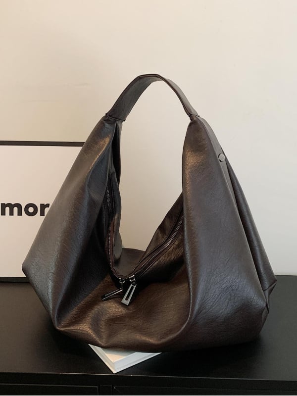 Yavanga Ženska torbica preko ramena — PU koža, dumpling oblik, zatvarač, unutarnji džep sa zatvaračem