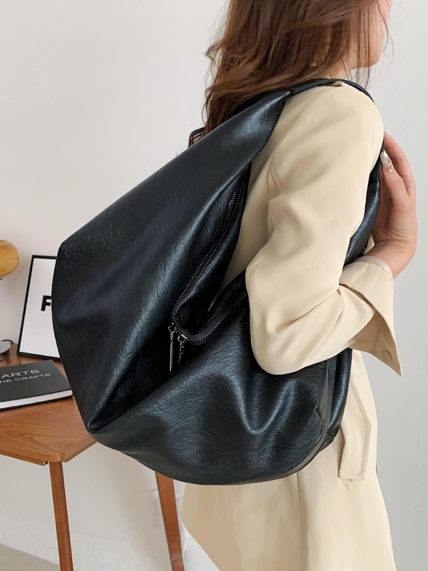 Yavanga Ženska torbica preko ramena — PU koža, dumpling oblik, zatvarač, unutarnji džep sa zatvaračem