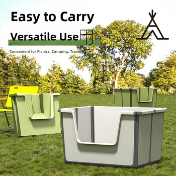 Prenosná skladacia toaleta pre mačky s otvorenou hornou časťou, PVC materiál, vhodná aj pre mačky a psy, hmotnosť 1050 g