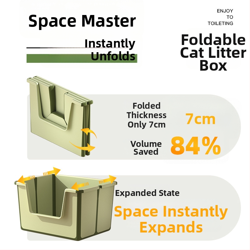 Prenosná skladacia toaleta pre mačky s otvorenou hornou časťou, PVC materiál, vhodná aj pre mačky a psy, hmotnosť 1050 g
