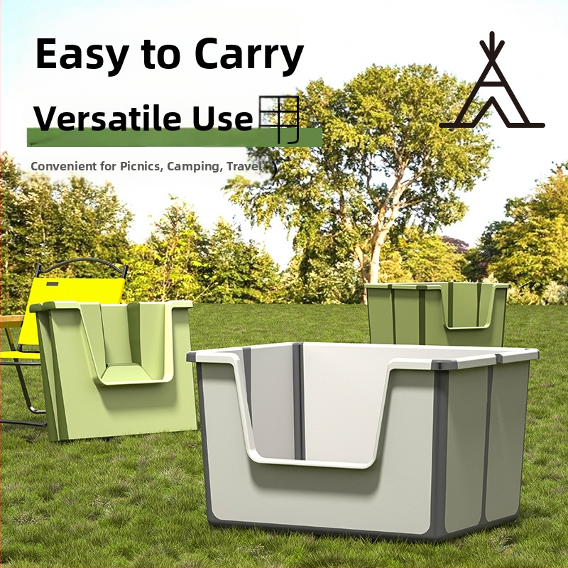 Prenosná skladacia toaleta pre mačky s otvorenou hornou časťou, PVC materiál, vhodná aj pre mačky a psy, hmotnosť 1050 g