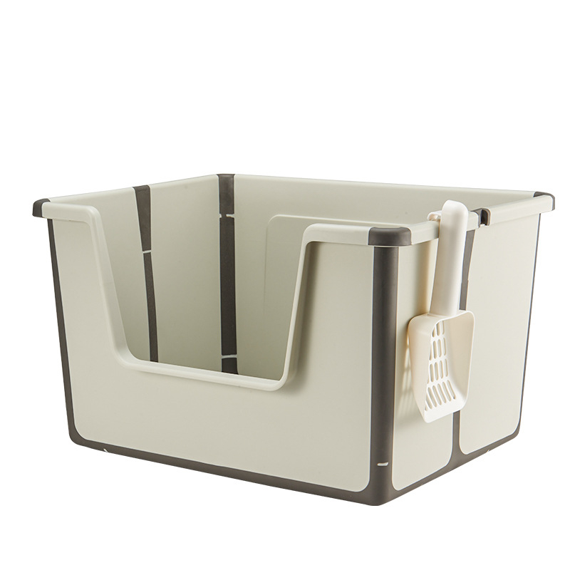 Prenosná skladacia toaleta pre mačky s otvorenou hornou časťou, PVC materiál, vhodná aj pre mačky a psy, hmotnosť 1050 g