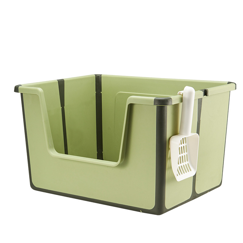 Prenosná skladacia toaleta pre mačky s otvorenou hornou časťou, PVC materiál, vhodná aj pre mačky a psy, hmotnosť 1050 g