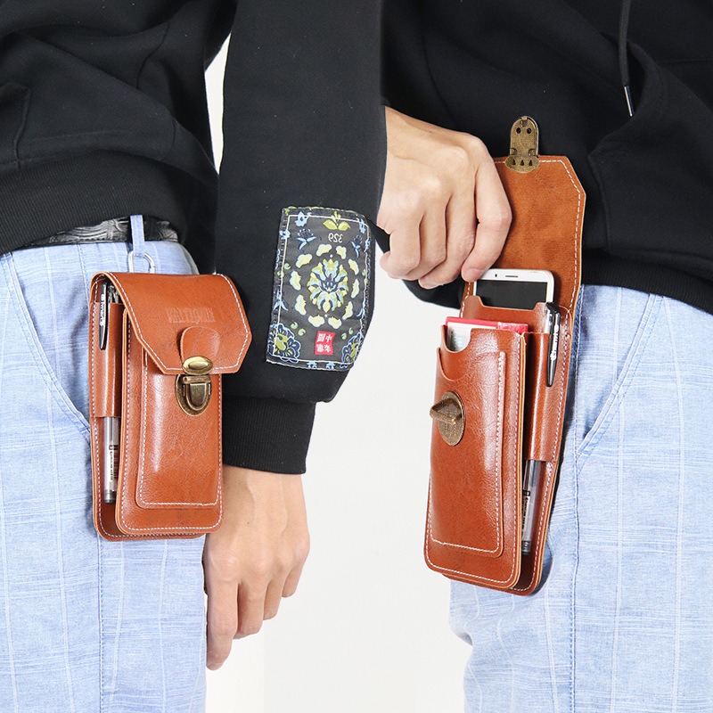 Torba za mobitel na pojasu – ultra-tanka, vodootporna, PU koža, zatvarač, pretinac za karticu