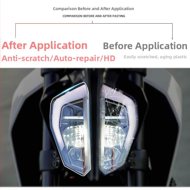 Ochranný film svetlometu pre KTM390DUKE – HD transparentná samolepka, Spirit Beast, kompatibilné s KTM390DUKE