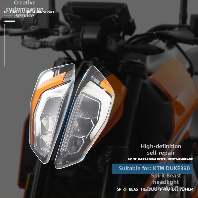 KTM390DUKE priekinio žibinto apsauginis filmas – HD skaidrus lipdukus, Spirit Beast prekės ženklas, suderinama su KTM390DUKE