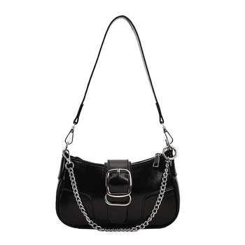 Torba za ramena s lancem, PU materijal, trodimenzionalni oblik, unutarnja pretinica za telefon, zatvaranje zipom