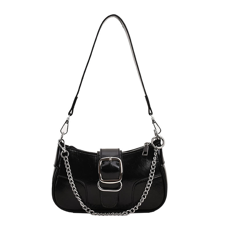 Torba za ramena s lancem, PU materijal, trodimenzionalni oblik, unutarnja pretinica za telefon, zatvaranje zipom