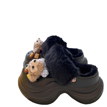 Dámske topánky s karikatúrnym vzorom, 5-8 cm vysoká platforma, EVA vršok a podrážka, perforovaná sieť, vnútorná umelá kožušinka, slip-on