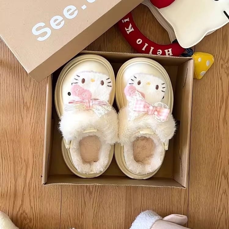 Dámske topánky s karikatúrnym vzorom, 5-8 cm vysoká platforma, EVA vršok a podrážka, perforovaná sieť, vnútorná umelá kožušinka, slip-on