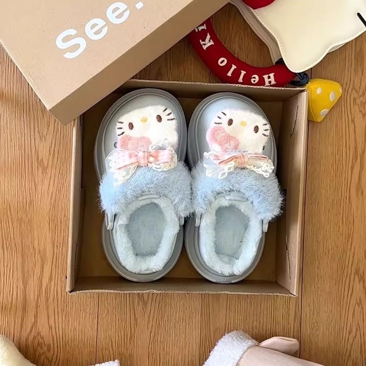 Dámske topánky s karikatúrnym vzorom, 5-8 cm vysoká platforma, EVA vršok a podrážka, perforovaná sieť, vnútorná umelá kožušinka, slip-on