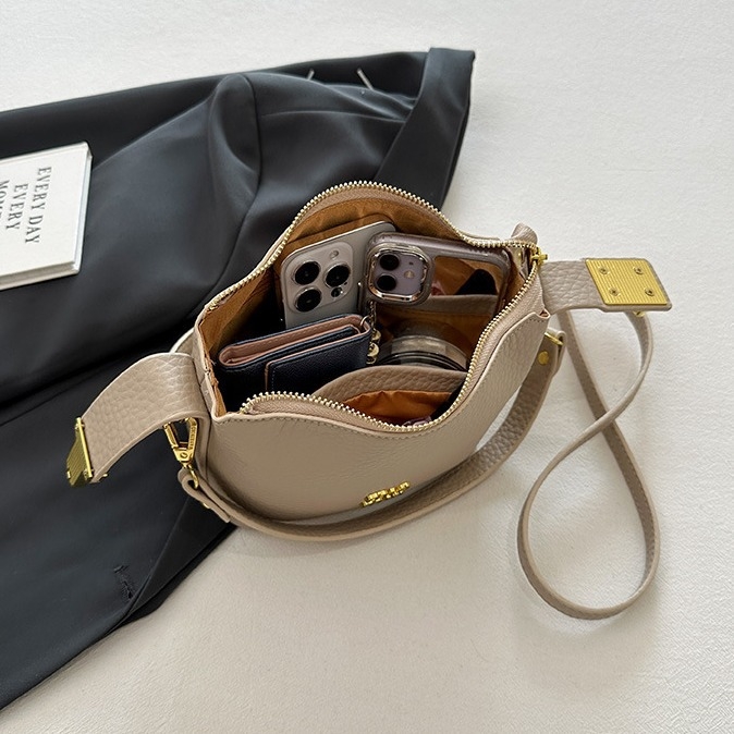 PU kožna torba sa zatvaračem, bucket tip torbe, gradski minimalistički stil, proljeće-ljeto 2024, podstava od poliester, unutarnja džep