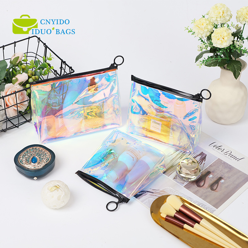 PVC laserska holografska 3D torbica sa zatvaračem za pakiranje kozmetike i boca, duljina brtvljenja 10–30 cm