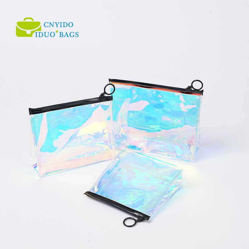 PVC laserska holografska 3D torbica sa zatvaračem za pakiranje kozmetike i boca, duljina brtvljenja 10–30 cm