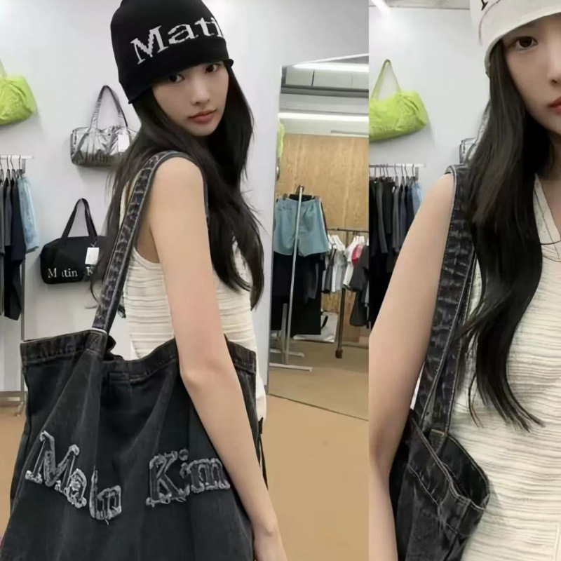 Taška cez rameno z denimu a plátna, unisex štýl, oxfordná podšívka, jeseň 2025, pre voľný čas a cestovanie