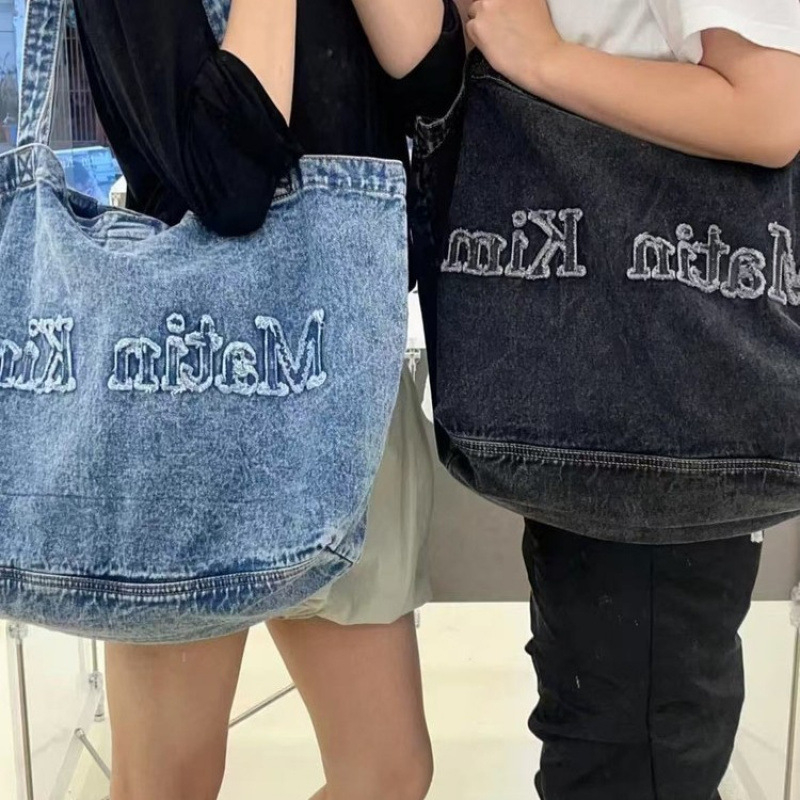 Taška cez rameno z denimu a plátna, unisex štýl, oxfordná podšívka, jeseň 2025, pre voľný čas a cestovanie