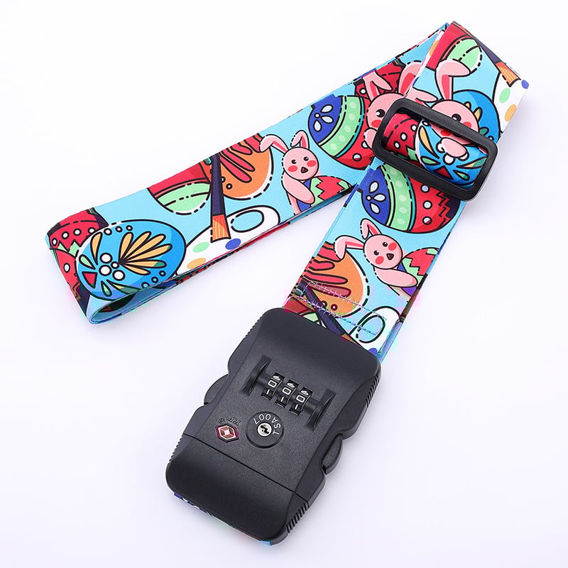 Remen za prtljagu s TSA zaključavanjem i lozinkom, poliester, geometrijski uzorak, otporan na habanje – model: Customs lock luggage belt