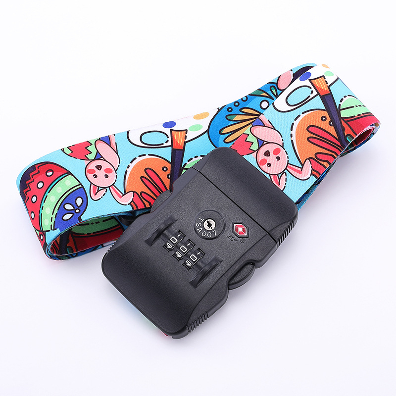 Remen za prtljagu s TSA zaključavanjem i lozinkom, poliester, geometrijski uzorak, otporan na habanje – model: Customs lock luggage belt