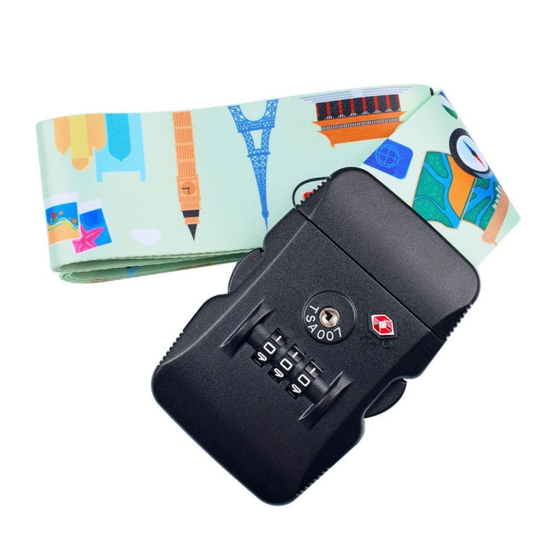 Remen za prtljagu s TSA zaključavanjem i lozinkom, poliester, geometrijski uzorak, otporan na habanje – model: Customs lock luggage belt