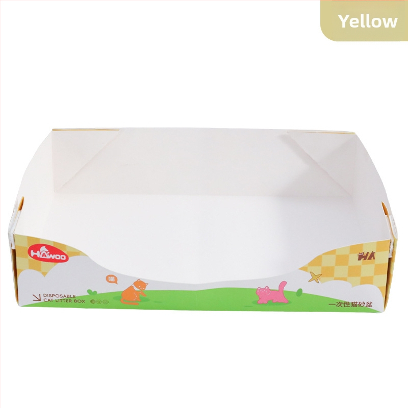 Cutie deschisă de unică folosință pentru nisip de pisică, portabilă pliabilă, pătrată, pentru pisici, material PE folie + hârtie