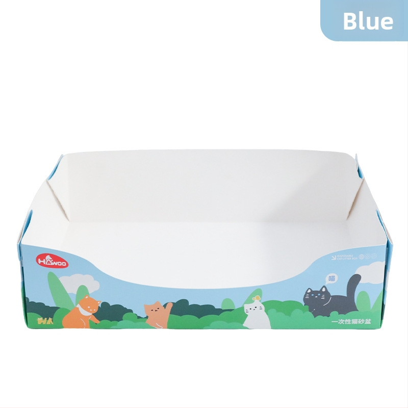 Cutie deschisă de unică folosință pentru nisip de pisică, portabilă pliabilă, pătrată, pentru pisici, material PE folie + hârtie