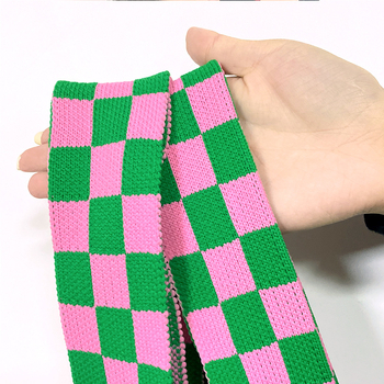 Kötött kockás táska, pamut-len anyagból, Pformed Bag stílus, függőleges négyszög alakú forma, belső rekesz cipzárral