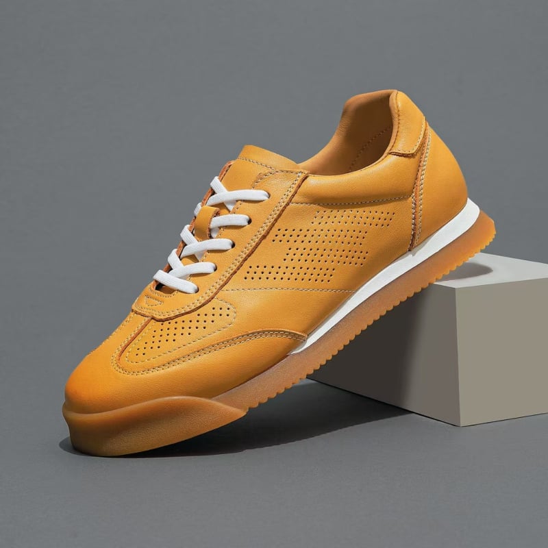 Обувки с дебела подметка, горна част от кожа от топ слой, кръгъл нос, среден ток 3–5 cm, подметка от кравешко сухожилие, модел Color Blocking