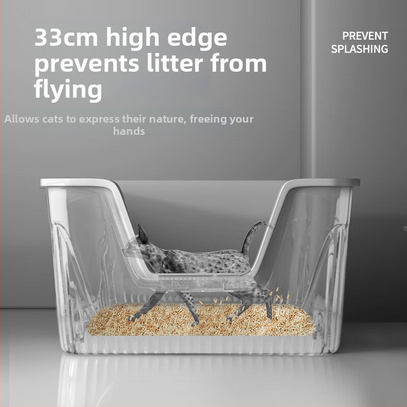 Mačací záchod so čiastočne uzavretým dizajnom, štvorcový tvar, PP materiál, vhodný pre mačky