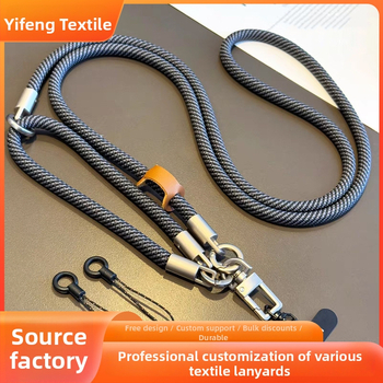 Unisex šnúrka na mobil s pletenou konštrukciou, polyestrové lano, kovová pracka a kovový prívesok