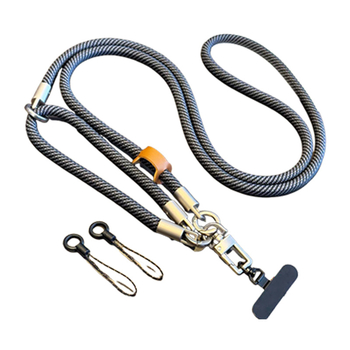 Unisex šnúrka na mobil s pletenou konštrukciou, polyestrové lano, kovová pracka a kovový prívesok