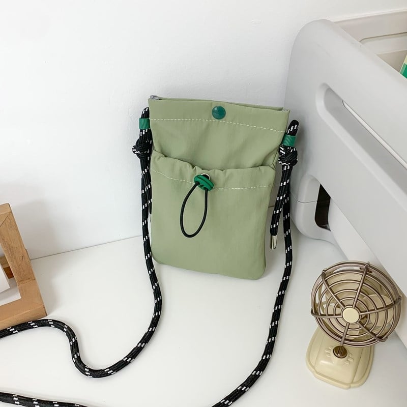 Női nylonból készült telefon-táska, minimalist stílus, könnyű húzózsinórral ellátott mini oldaltáska