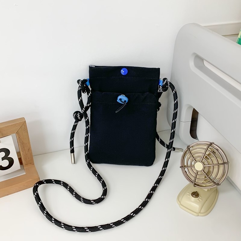 Női nylonból készült telefon-táska, minimalist stílus, könnyű húzózsinórral ellátott mini oldaltáska