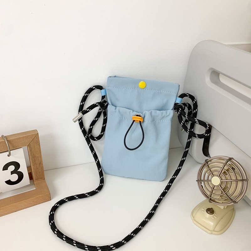 Női nylonból készült telefon-táska, minimalist stílus, könnyű húzózsinórral ellátott mini oldaltáska