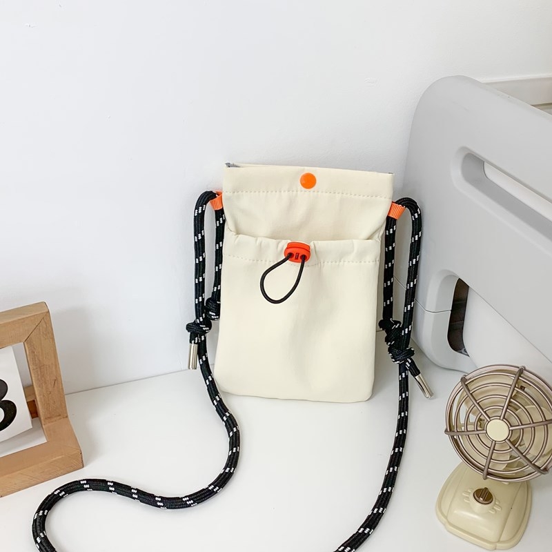 Női nylonból készült telefon-táska, minimalist stílus, könnyű húzózsinórral ellátott mini oldaltáska