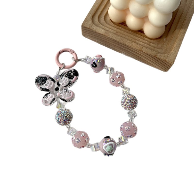 Pandantiv pentru telefon din acrilic – fluture desenat, mărgele lucrate manual, accesoriu decorativ, ambalat individual