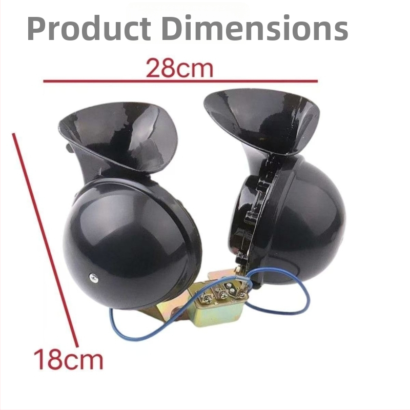 DL35 transportlīdzekļa klaksons, 12V/24V, 105–115 dB, 55 Ω, 15 A, Augsts–Zems tonis